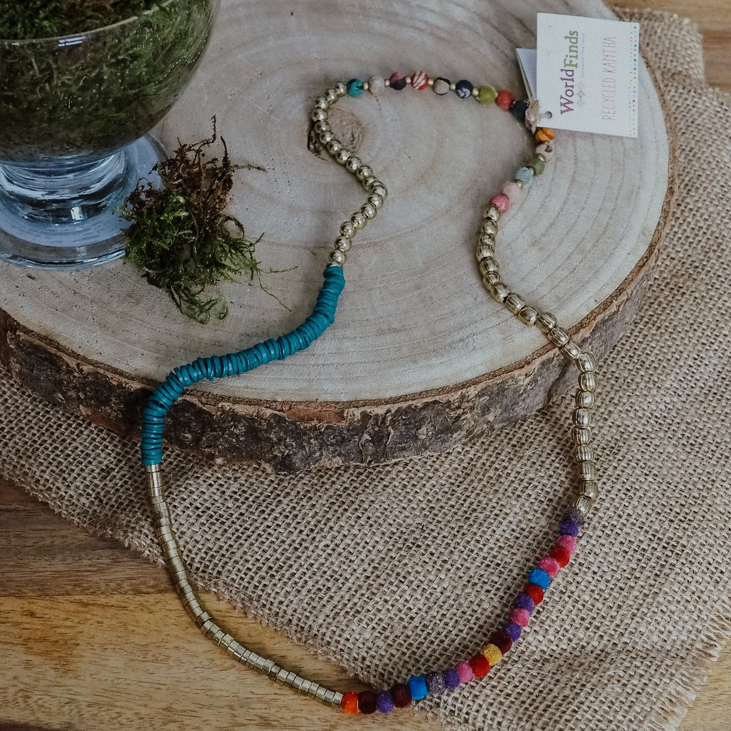 FairTrade náhrdelník/náramek: Recycled Kantha Mix